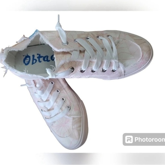 Obtaom Adorable White & Pink Low Top Beach Sneakers Women’s SZ 9 - Picture 5 of 10